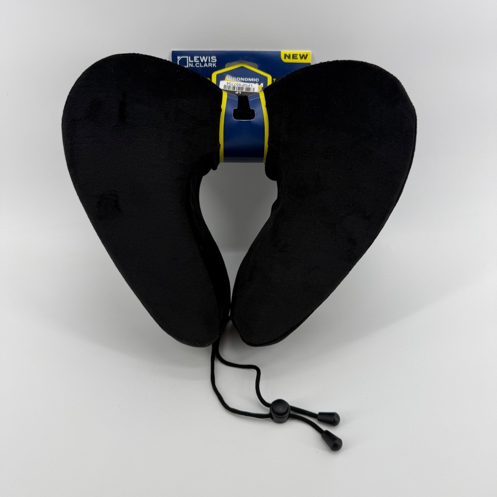 Lewis N. Clark Premium Hexform Memory Foam Neck Pillow Black Ergonomic Travel